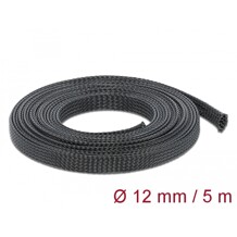 Koszulka pleciona rozciągana 5 m x 12 mm czarna Delock 18849