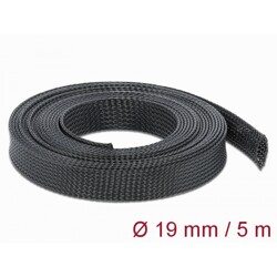 Koszulka pleciona rozciągana 5 m x 19 mm czarna Delock 18850