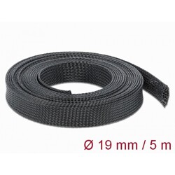 Koszulka pleciona rozciągana 5 m x 19 mm czarna Delock 18850