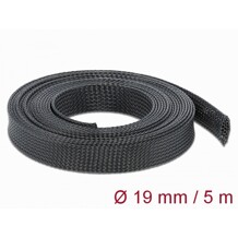 Koszulka pleciona rozciągana 5 m x 19 mm czarna Delock 18850