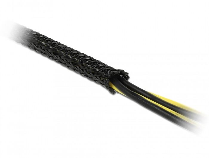Koszulka pleciona rozciągana 5 m x 19 mm czarna Delock 18850