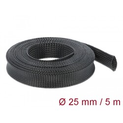 Koszulka pleciona rozciągana 5 m x 25 mm czarna Delock 18851