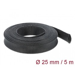 Koszulka pleciona rozciągana 5 m x 25 mm czarna Delock 18851
