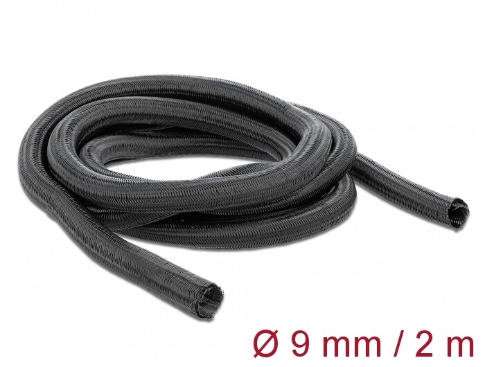 Koszulka pleciona rozciągana 2 m x 9 mm czarna Delock 18852
