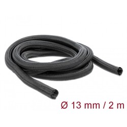 Koszulka pleciona rozciągana 2 m x 13 mm czarna Delock 18853