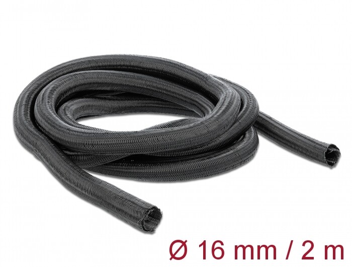 Koszulka pleciona rozciągana 2 m x 16 mm czarna Delock 18854