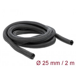 Koszulka pleciona rozciągana 2 m x 25 mm czarna Delock 18856