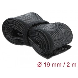 Koszulka pleciona z zapięciem haczyk-pętelka 2 m x 19 mm czarna Delock 18857