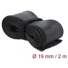 Koszulka pleciona z zapięciem haczyk-pętelka 2 m x 19 mm czarna Delock 18857