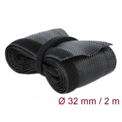 Koszulka pleciona z zapięciem haczyk-pętelka 2 m x 32 mm czarna Delock 18858