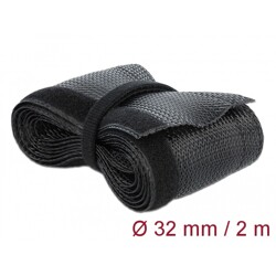 Koszulka pleciona z zapięciem haczyk-pętelka 2 m x 32 mm czarna Delock 18858