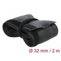 Koszulka pleciona z zapięciem haczyk-pętelka 2 m x 32 mm czarna Delock 18858