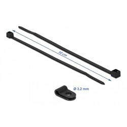 Zacisk kablowy 20 x 3,2 mm z opaską 100 x 2,5 mm czarny Delock 18860