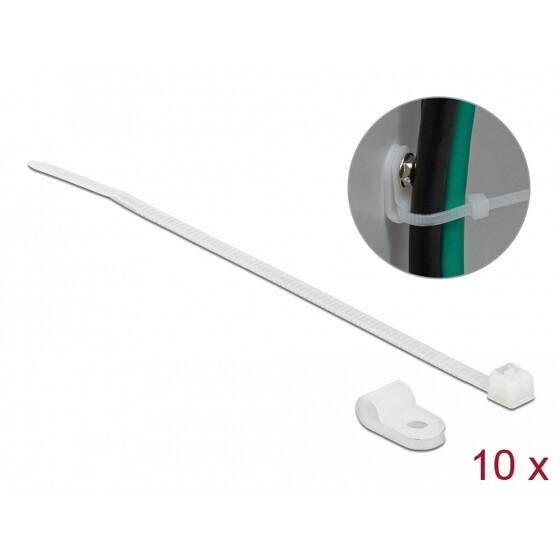 Zacisk kablowy 20 x 4,8 mm z opaską 150 x 2,5 mm biały Delock 18861