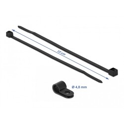 Zacisk kablowy 20 x 4,8 mm z opaską 150 x 2,5 mm czarny Delock 18862 Zacisk kablowy 20 x 4,8 mm z opaską 150 x 2,5 mm czarny Delock 18862