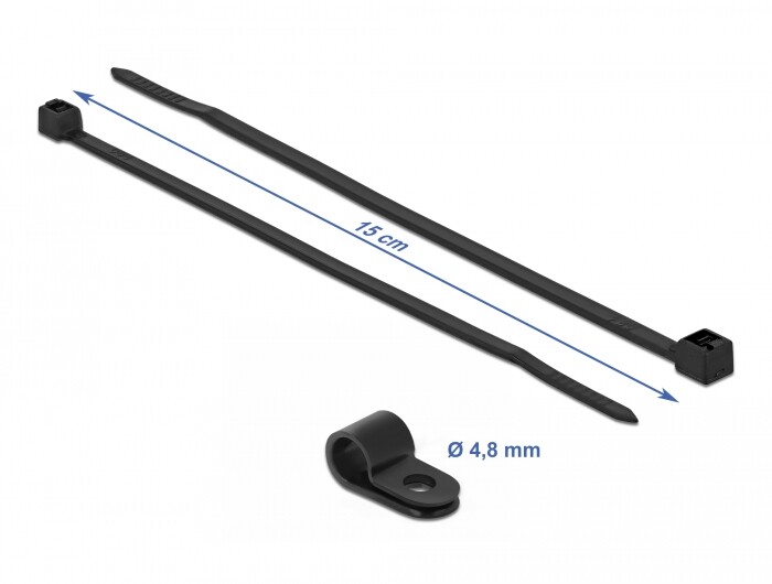 Zacisk kablowy 20 x 4,8 mm z opaską 150 x 2,5 mm czarny Delock 18862