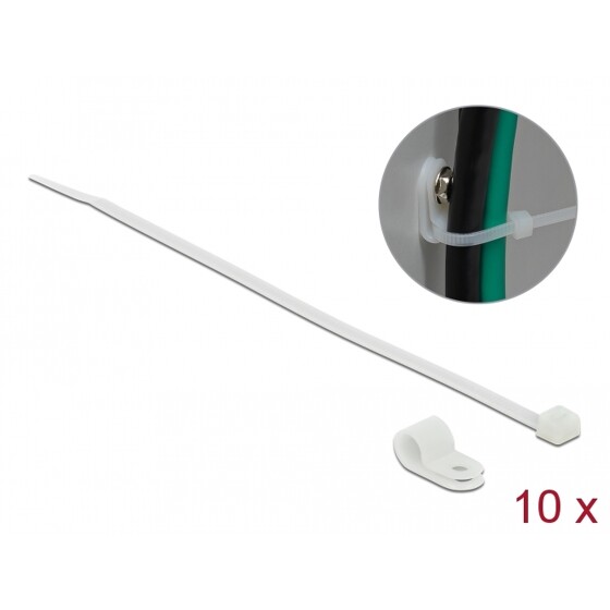 Zacisk kablowy 20 x 6,4 mm z opaską 200 x 3,6 mm biały Delock 18863