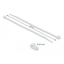 Zacisk kablowy 20 x 6,4 mm z opaską 200 x 3,6 mm biały Delock 18863