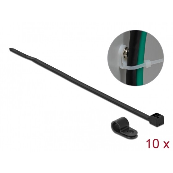 Zacisk kablowy 20 x 6,4 mm z opaską 200 x 3,6 mm czarny Delock 18864