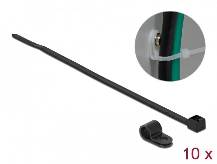 Zacisk kablowy 20 x 6,4 mm z opaską 200 x 3,6 mm czarny Delock 18864