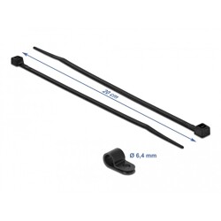 Zacisk kablowy 20 x 6,4 mm z opaską 200 x 3,6 mm czarny Delock 18864