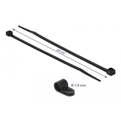 Zacisk kablowy 20 x 7,9 mm z opaską 250 x 3,6 mm czarny Delock 18866 Zacisk kablowy 20 x 7,9 mm z opaską 250 x 3,6 mm czarny Delock 18866