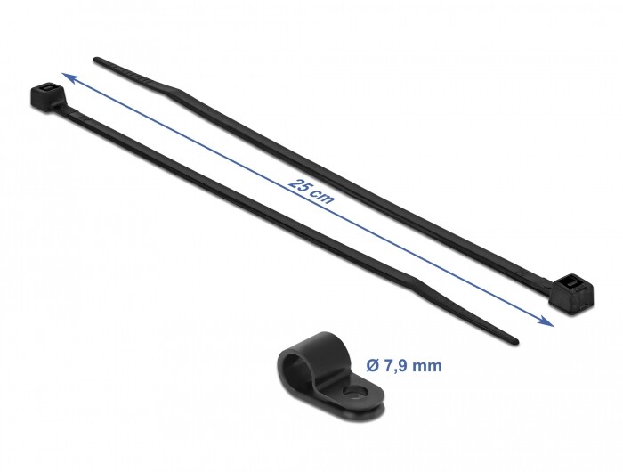 Zacisk kablowy 20 x 7,9 mm z opaską 250 x 3,6 mm czarny Delock 18866