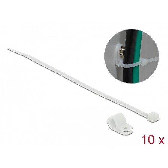 Zacisk kablowy 20 x 9,5 mm z opaską 200 x 4,8 mm biały Delock 18867
