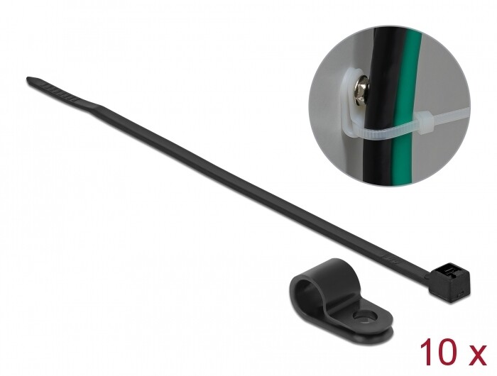 Zacisk kablowy 20 x 9,5 mm z opaską 200 x 4,8 mm czarny Delock 18868
