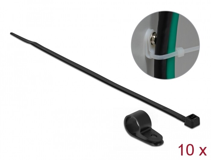 Zacisk kablowy 20 x 12,7 mm z opaską 300 x 4,8 mm czarny Delock 18870