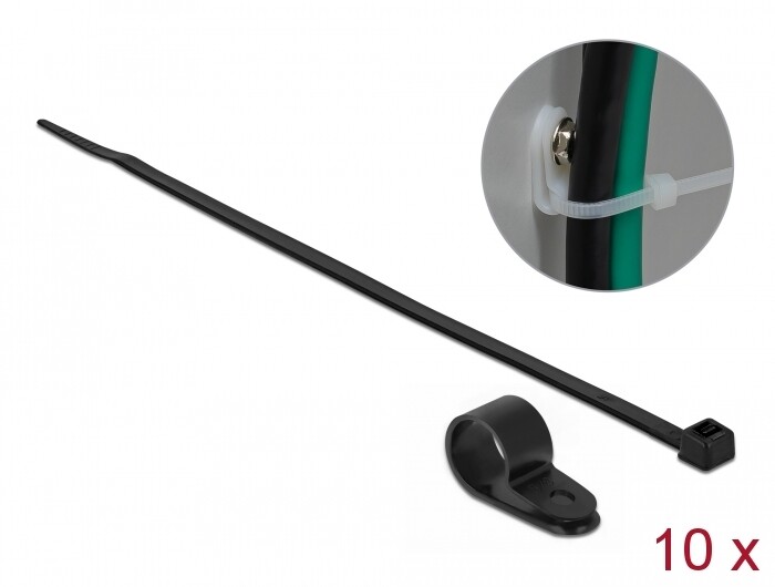 Zacisk kablowy 20 x 15,8 mm z opaską 350 x 4,8 mm czarny Delock 18872