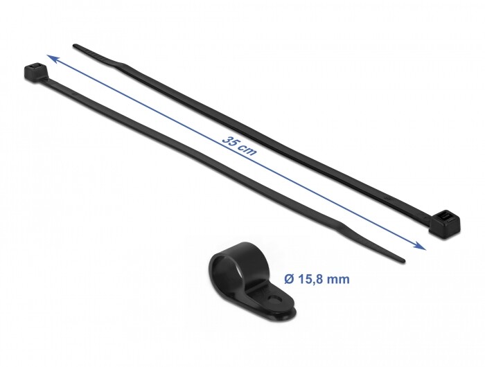 Zacisk kablowy 20 x 15,8 mm z opaską 350 x 4,8 mm czarny Delock 18872