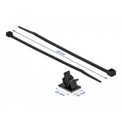 Zacisk kablowy 25 x 18 mm z opaską 200 x 3,6 mm czarny Delock 18878