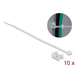 Zacisk kablowy montowany śrubą 15 x 10 mm z opaską 200 x 3,6 mm biały Delock 18883