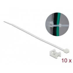 Zacisk kablowy montowany śrubą 15 x 10 mm z opaską 200 x 3,6 mm biały Delock 18883