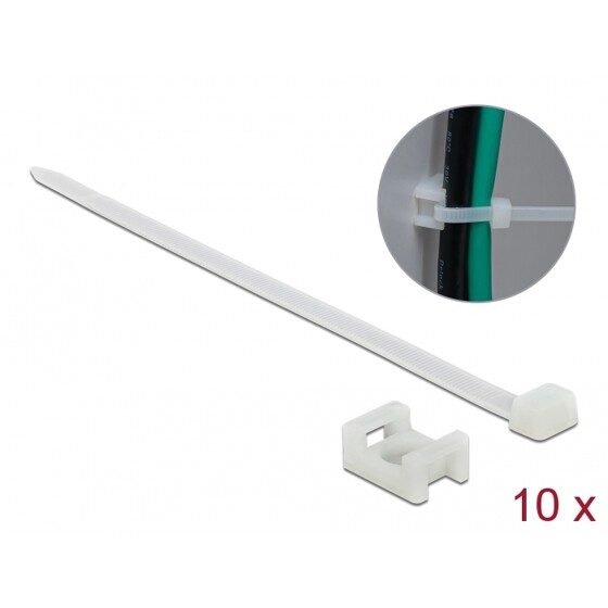 Zacisk kablowy montowany śrubą 23 x 16 mm z opaską 150 x 7,2 mm biały Delock 18885