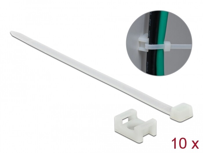 Zacisk kablowy montowany śrubą 23 x 16 mm z opaską 150 x 7,2 mm biały Delock 18885