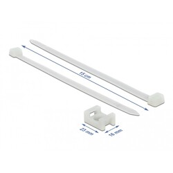 Zacisk kablowy montowany śrubą 23 x 16 mm z opaską 150 x 7,2 mm biały Delock 18885