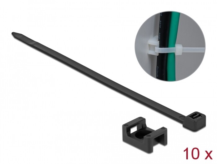 Zacisk kablowy montowany śrubą 23 x 16 mm z opaską 150 x 7,2 mm czarny Delock 18886