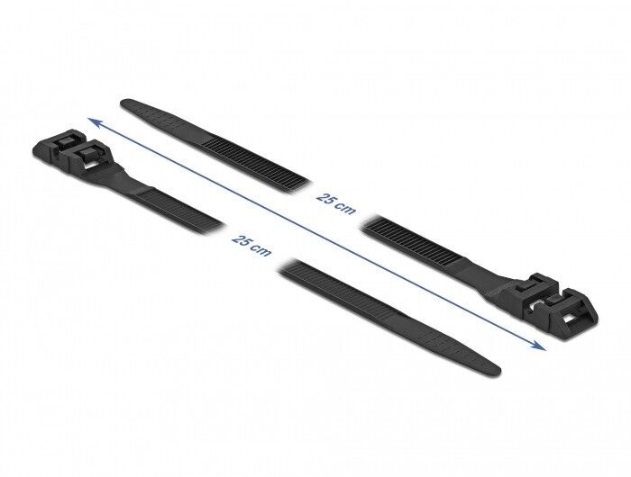 Opaska kablowa z podwójną zapadką 250 x 9 mm czarna 10 szt. Delock 18889