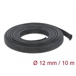 Koszulka pleciona rozciągana 10 m x 12 mm czarna Delock 18902