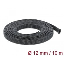 Koszulka pleciona rozciągana 10 m x 12 mm czarna Delock 18902