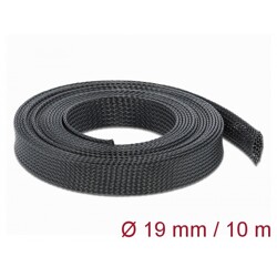 Koszulka pleciona rozciągana 10 m x 19 mm czarna Delock 18903