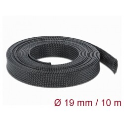 Koszulka pleciona rozciągana 10 m x 19 mm czarna Delock 18903