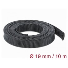 Koszulka pleciona rozciągana 10 m x 19 mm czarna Delock 18903