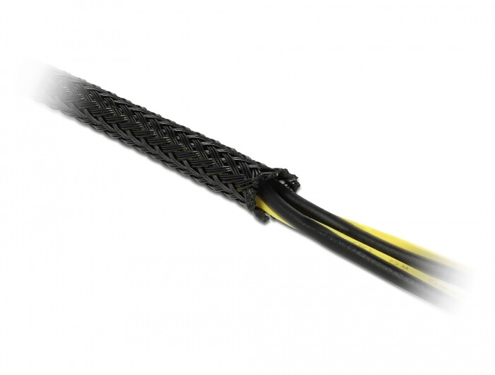 Koszulka pleciona rozciągana 10 m x 19 mm czarna Delock 18903