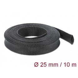 Koszulka pleciona rozciągana 10 m x 25 mm czarna Delock 18904