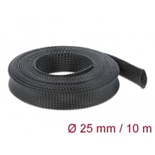 Koszulka pleciona rozciągana 10 m x 25 mm czarna Delock 18904