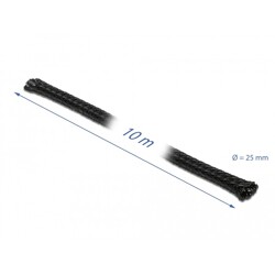 Koszulka pleciona rozciągana 10 m x 25 mm czarna Delock 18904