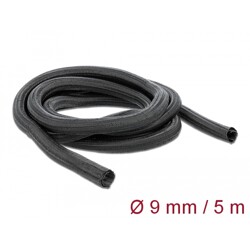 Koszulka pleciona rozciągana 5 m x 9 mm czarna Delock 18905